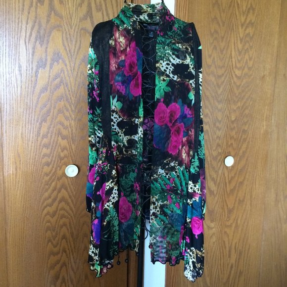 Zion long sleeve floral open front top Size M - Picture 3 of 15